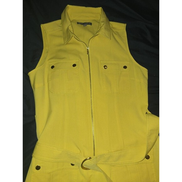 Sharagano Women’s Size 10 Yellow Zip Front Belted Utility Dress NWOT - Picture 10 of 10